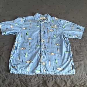 Columbia Light Blue Fishing-Themed Shirt